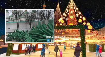 У Києві на Софійській площі почали встановлювати новорічну ялинку: якою вона буде (Фото, відео)